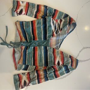 Colorful Lace-Up Southwestern Top